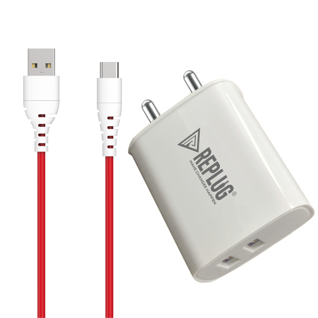 REPLUG 15W DUAL USB TO TYPE - C FAST CHARGER R34C